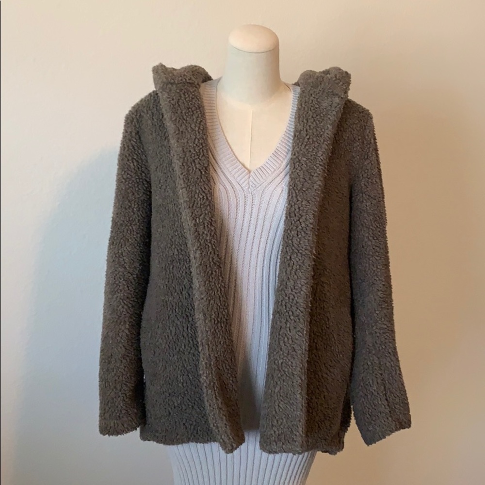 Teddy Sweater Jacket with hood and pockets